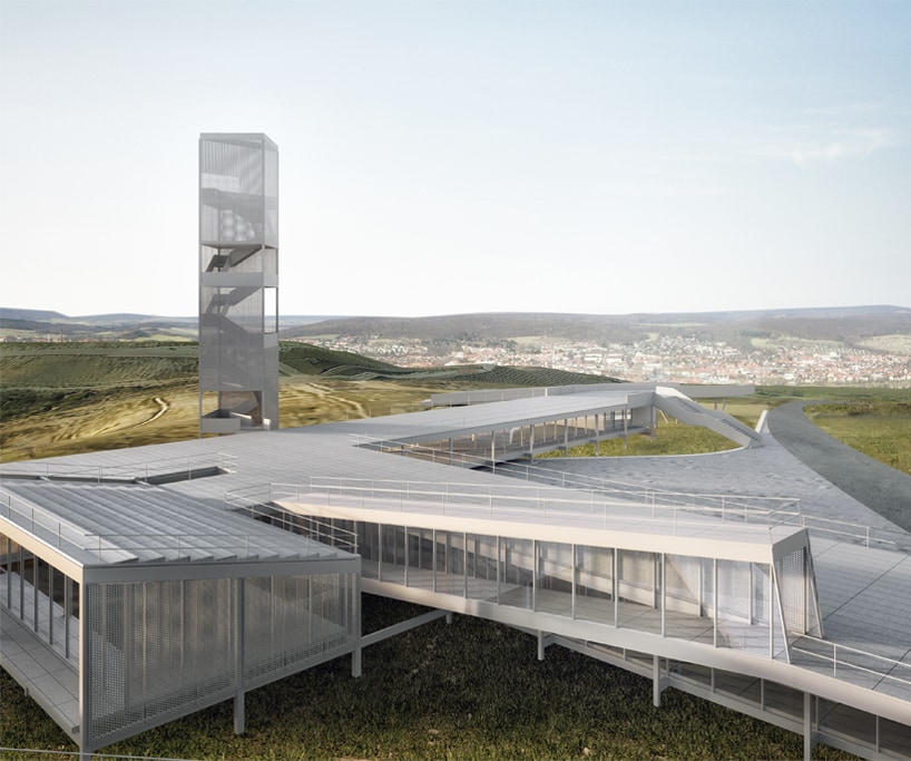 The main building receives the educacional program, management offices and restaurant. The ecumenical center in the background opens up to the city.