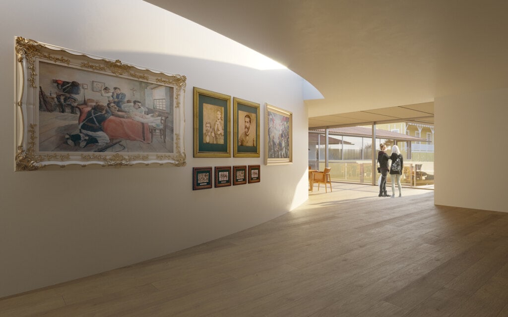 A área expositiva integra-se a ampla área de circulação e pode ser acessada facilmente a partir do núcleo de circulação vertical. Suas proporções em planta e condições de iluminação a emprestam grande flexibilidade