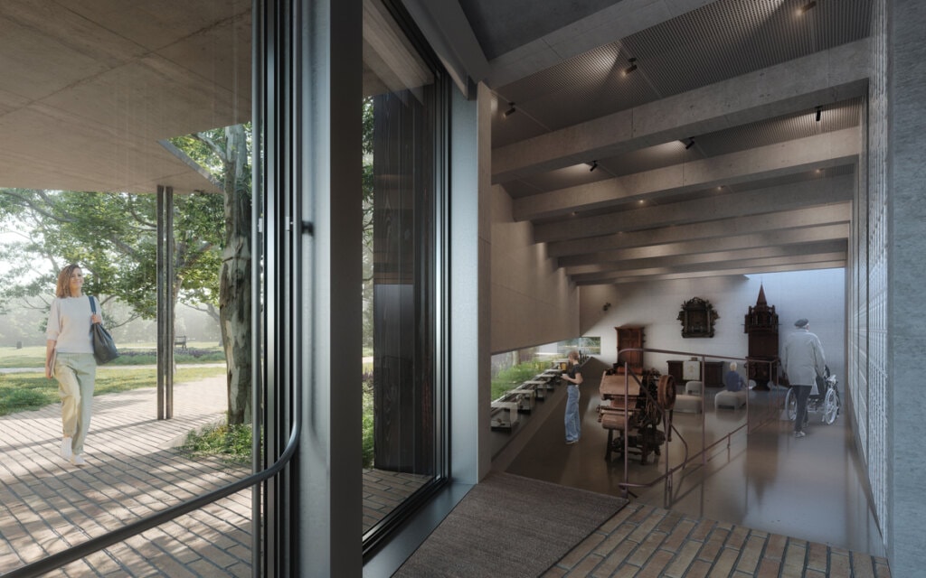 The exhibition room has a ceiling height of 4 meters, controlled light intake, and ideal proportions to enable different exhibition proposals.